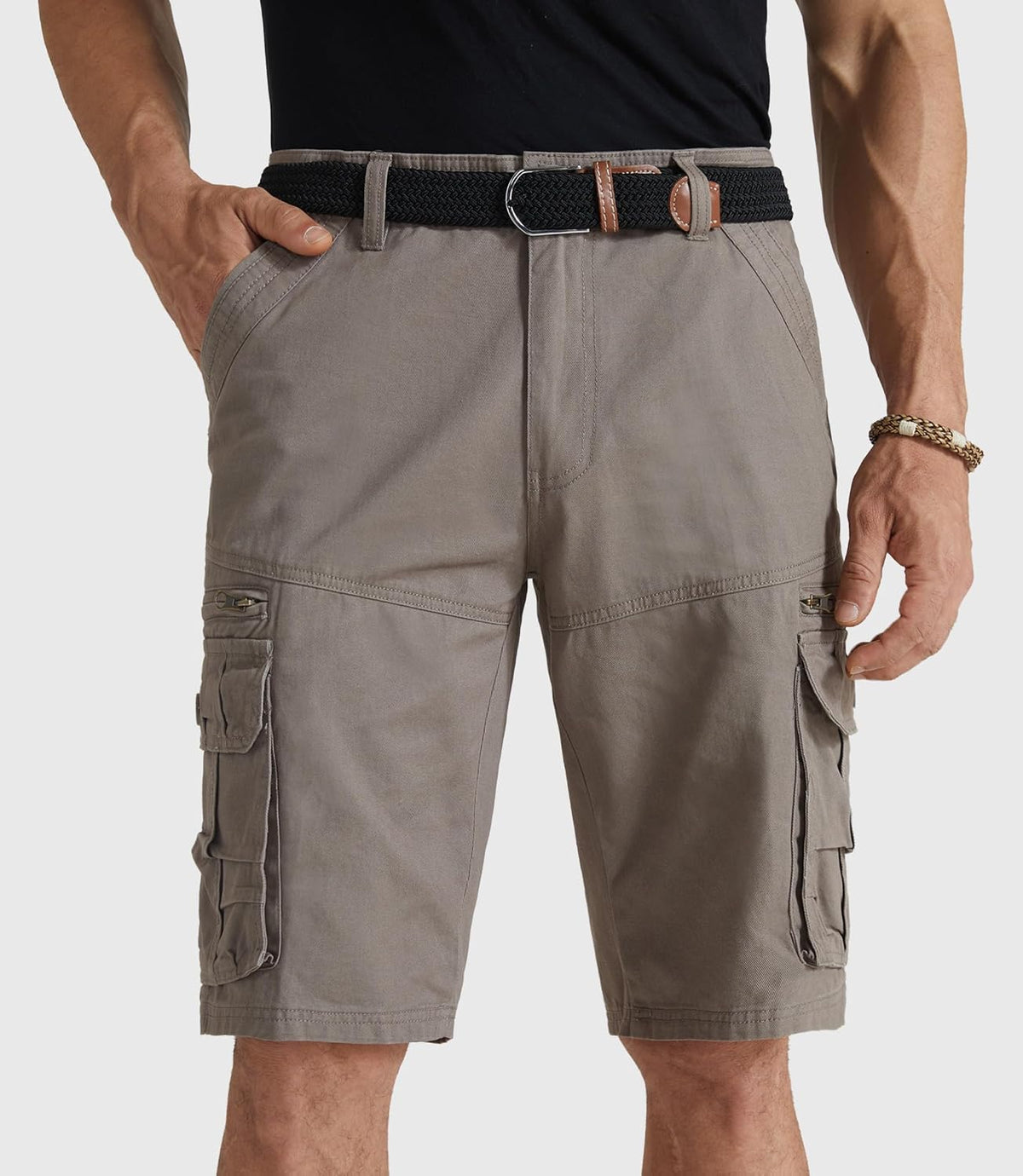 GLESTORE Mens Cargo Shorts Cotton Work Casual Shorts for Men Multi Pockets