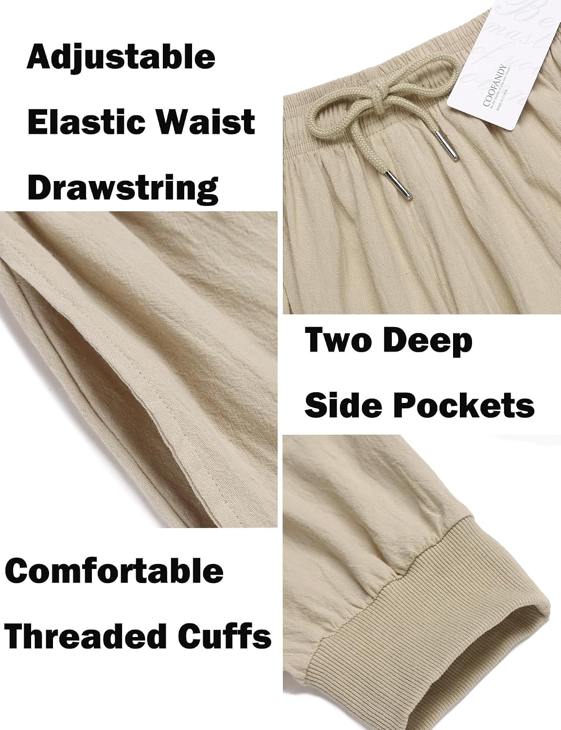 COOFANDY Men Hippie Harem Pants Baggy Linen Cotton Boho Yoga Pants Summer Beach Pants Casual Drop Crotch Trouser