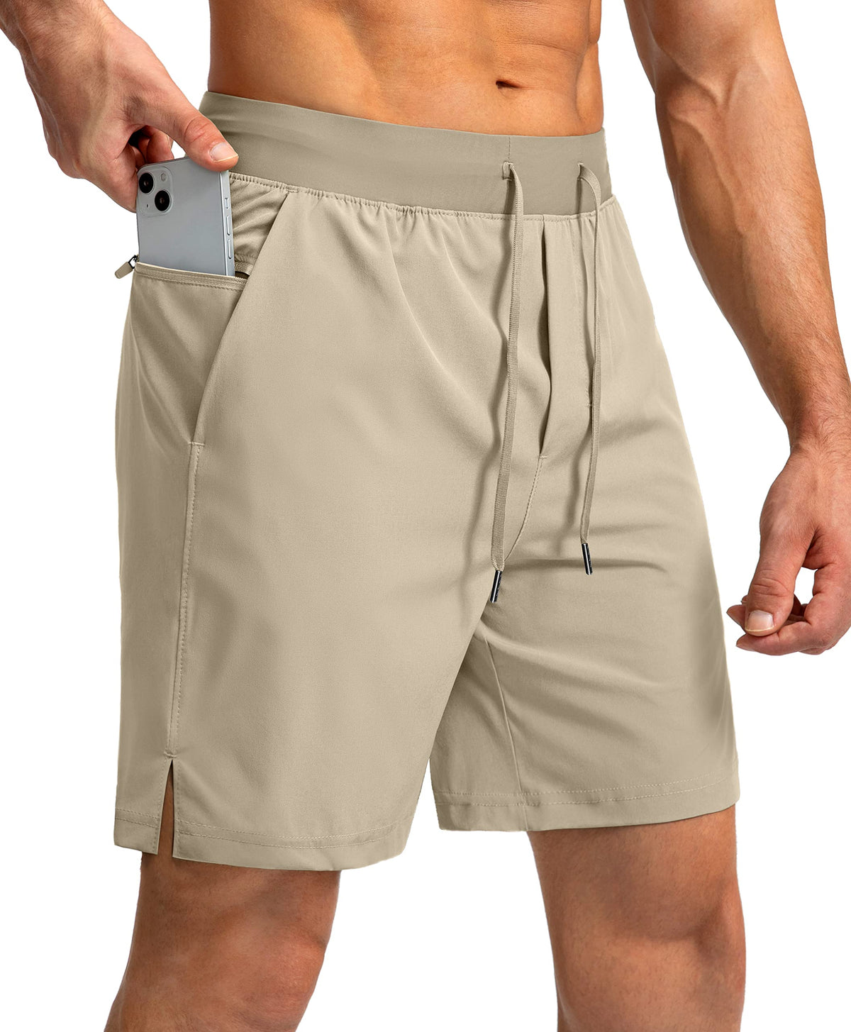 Soothfeel Men's Athletic Running Shorts Zipper Pockets 9"/7"/5 Workout Gym