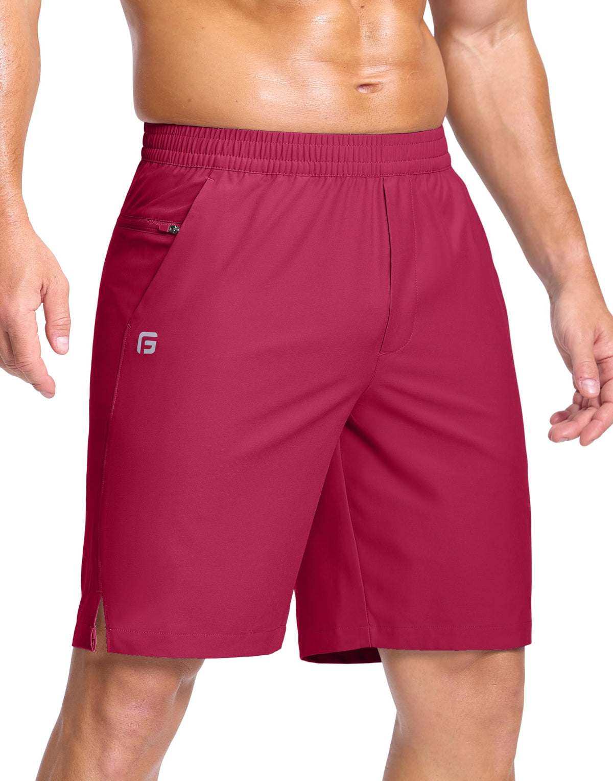 GGJ Men's Lightweight Athletic Shorts with 2 Zipper Pockets 7"/9"/5" Gym Workout Running Quick Dry Tennis Shorts for Men