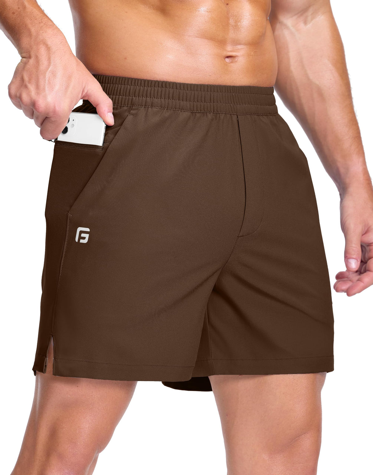 GGJ Men's Lightweight Athletic Shorts with 2 Zipper Pockets 7"/9"/5" Gym Workout Running Quick Dry Tennis Shorts for Men