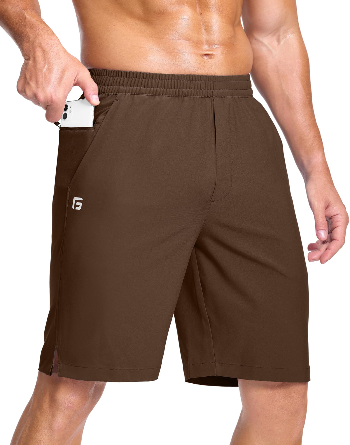 GGJ Men's Lightweight Athletic Shorts with 2 Zipper Pockets 7"/9"/5" Gym Workout Running Quick Dry Tennis Shorts for Men