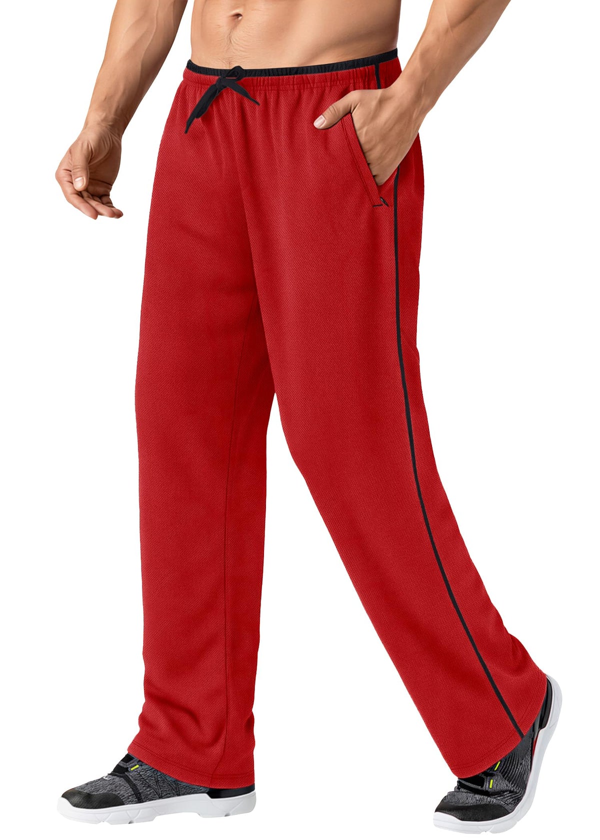 MAGNIVIT Men's Lightweight Sweatpants Loose Open Bottom Mesh Athletic Pant
