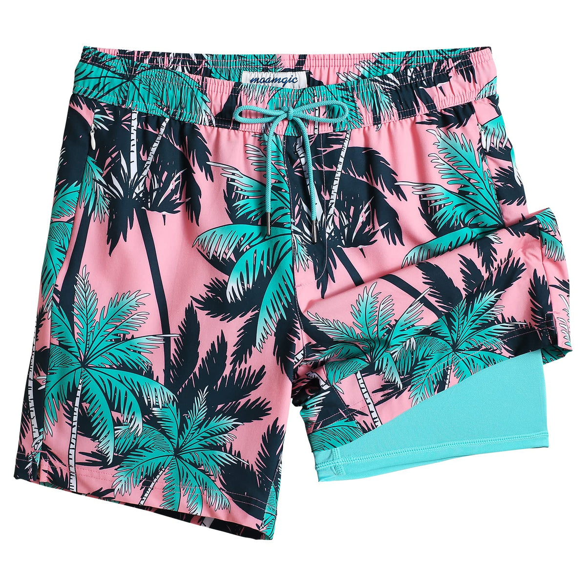 maamgic 2 in 1 Mens Swim Trunks 7 Inch Swim Shorts Swim Suits Board Shorts