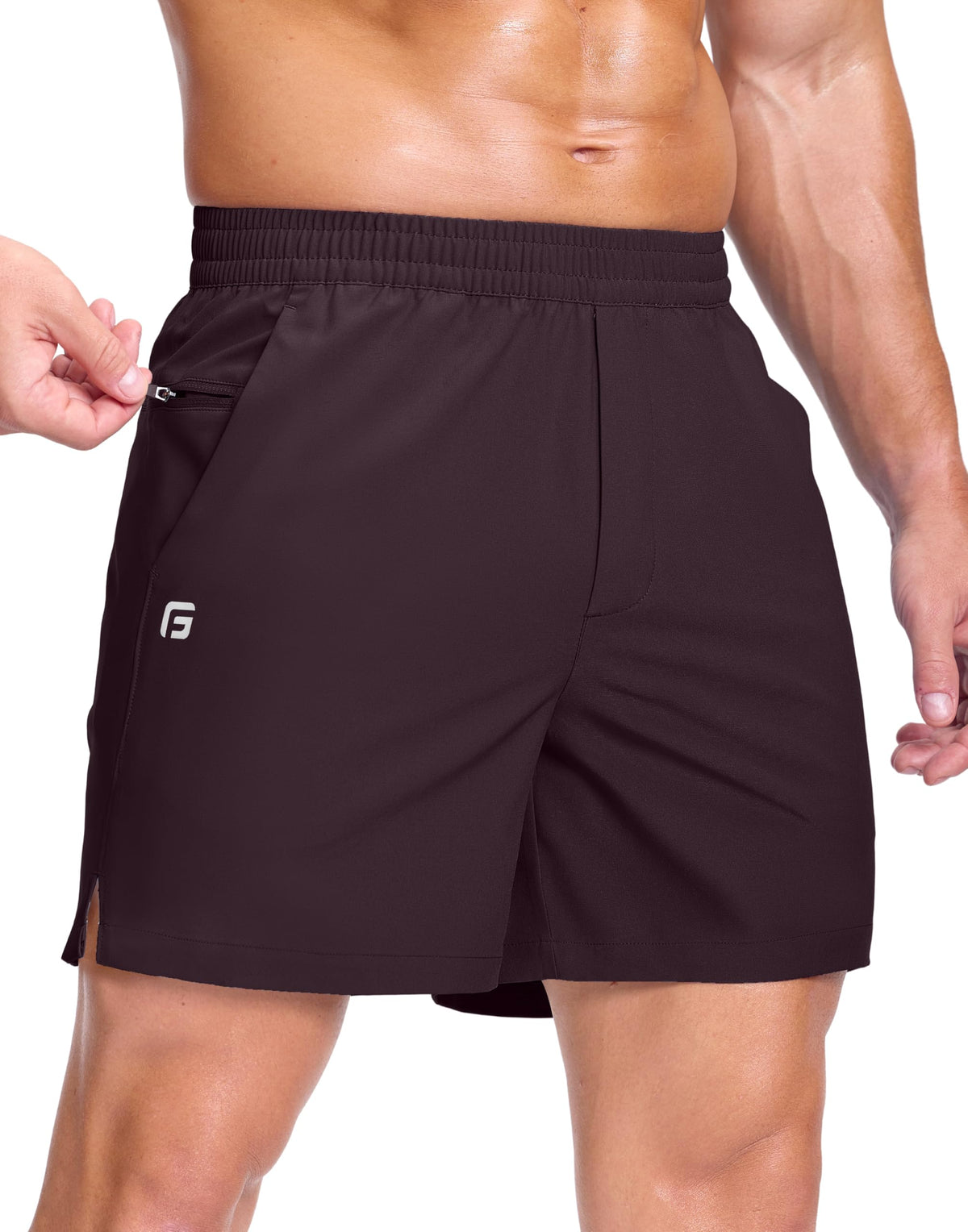 GGJ Men's Lightweight Athletic Shorts with 2 Zipper Pockets 7"/9"/5" Gym Workout Running Quick Dry Tennis Shorts for Men