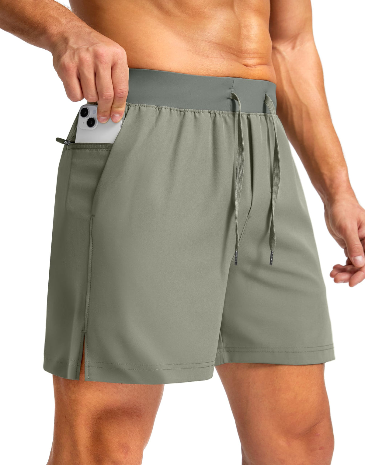 Soothfeel Men's Athletic Running Shorts Zipper Pockets 9"/7"/5 Workout Gym