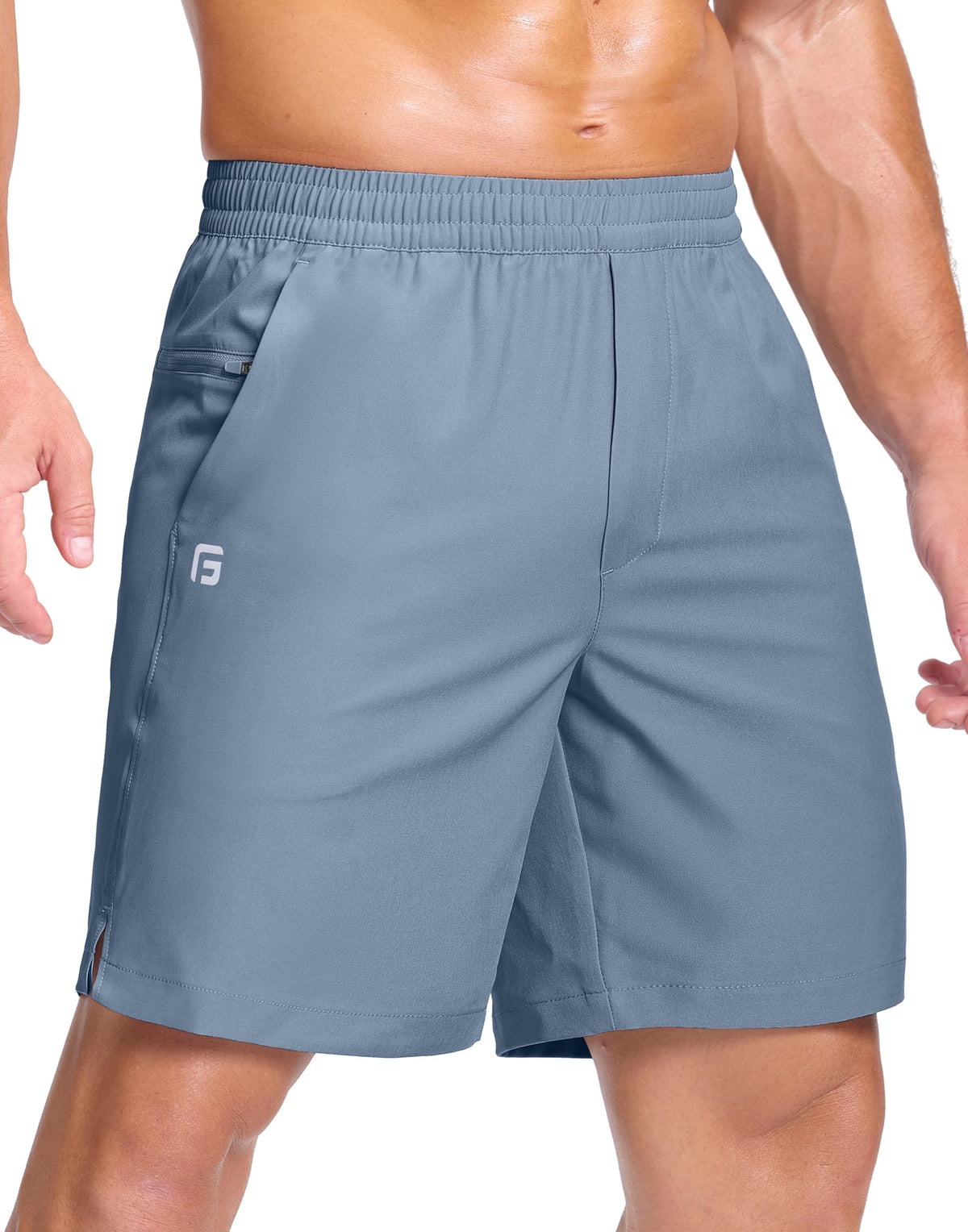 GGJ Men's Lightweight Athletic Shorts with 2 Zipper Pockets 7"/9"/5" Gym Workout Running Quick Dry Tennis Shorts for Men