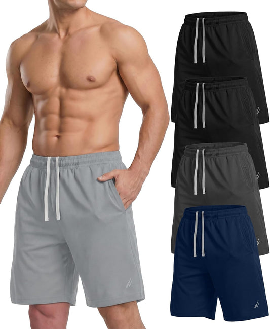 NY Threads 5 Pack Breathable Mesh Mens Athletic Shorts Loose-Fit Gym Shorts