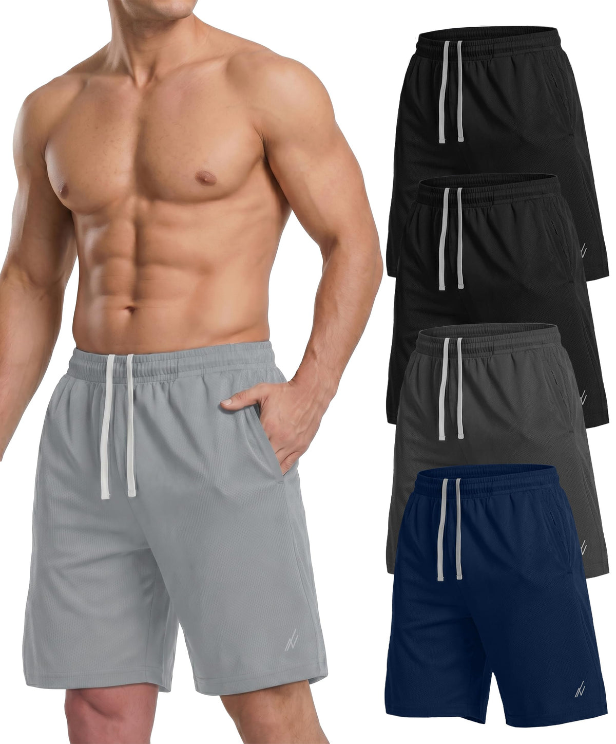 NY Threads 5 Pack Breathable Mesh Mens Athletic Shorts Loose-Fit Gym Shorts