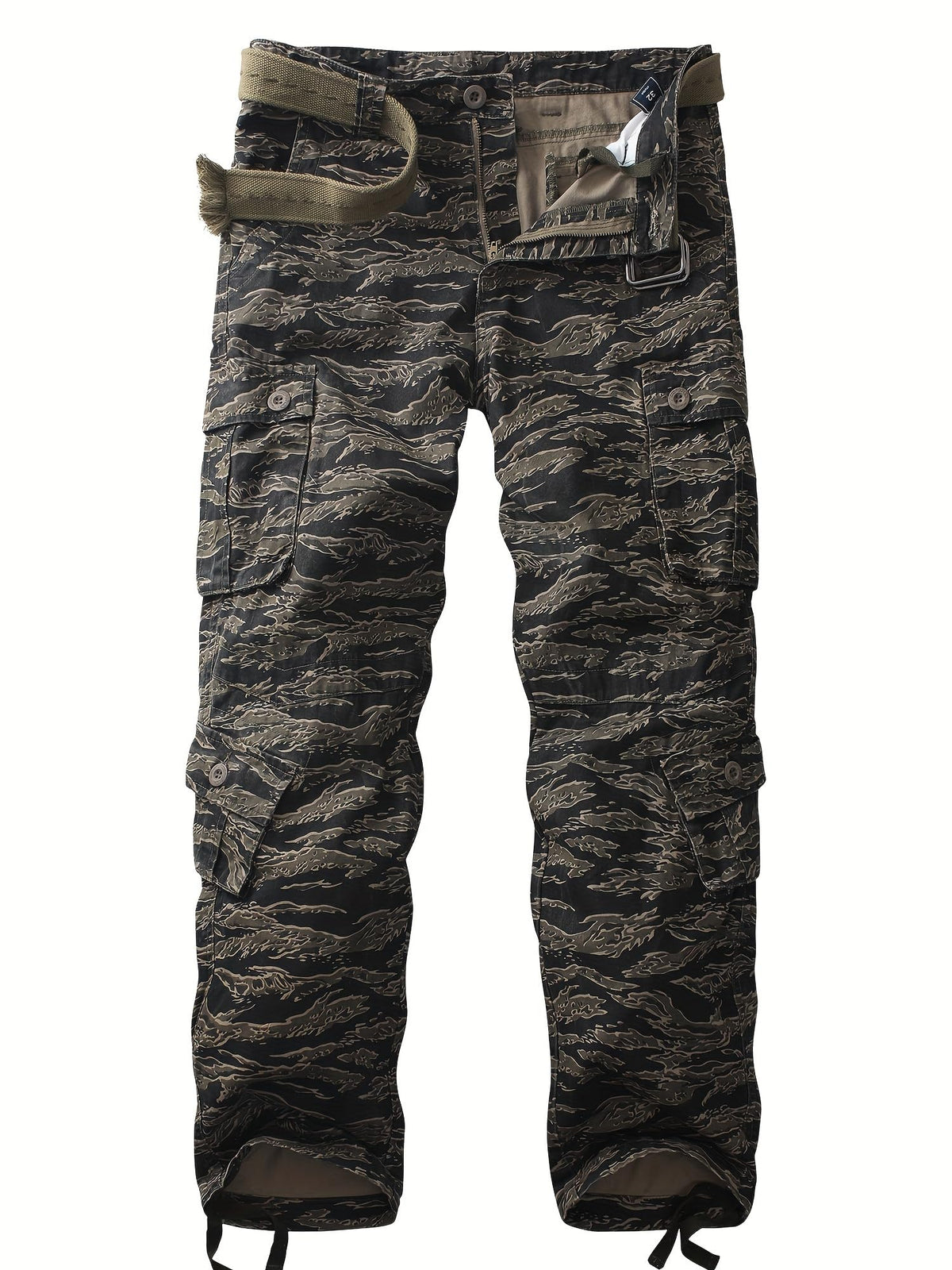 Men's Camo Cargo Work Pants Cotton Tactical Ripstop Casual Combat Pants with 8 Pockets