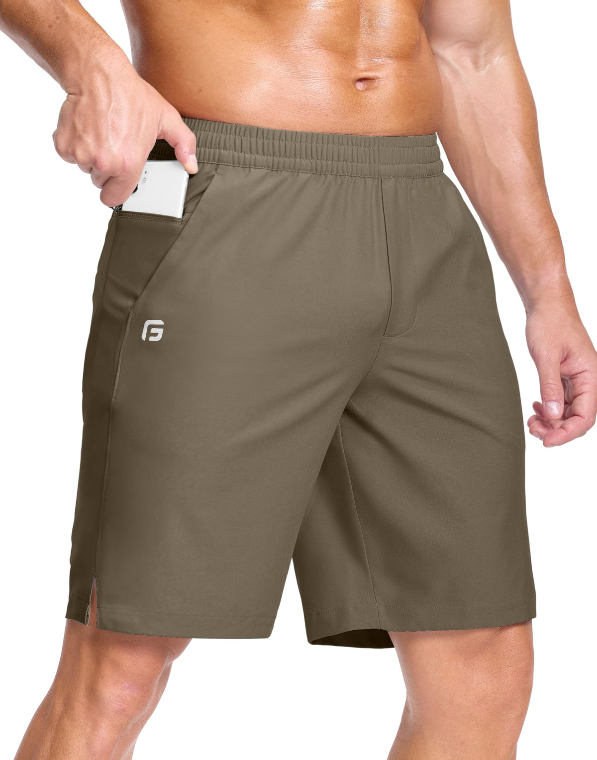 GGJ Men's Lightweight Athletic Shorts with 2 Zipper Pockets 7"/9"/5" Gym Workout Running Quick Dry Tennis Shorts for Men