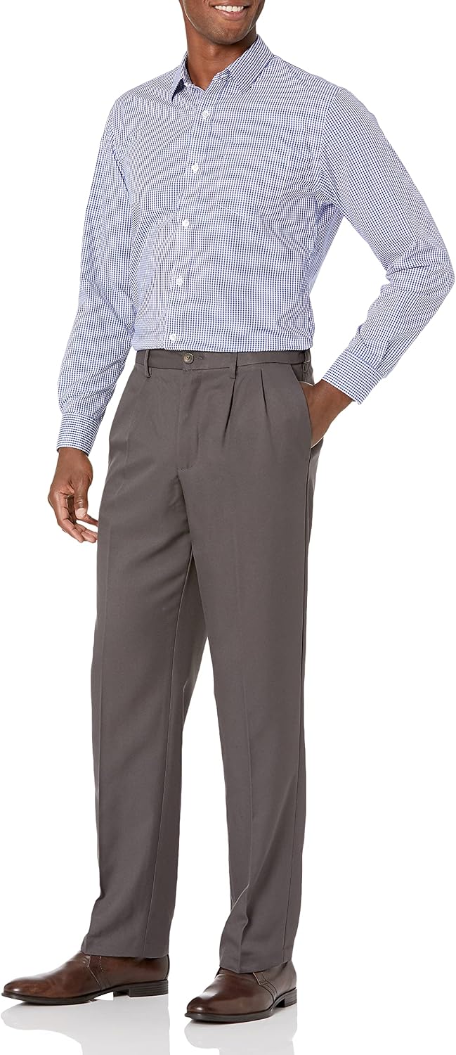 Amazon Essentials Men's Classic-Fit Pleated Dress Pants (Available in Big & Tall)