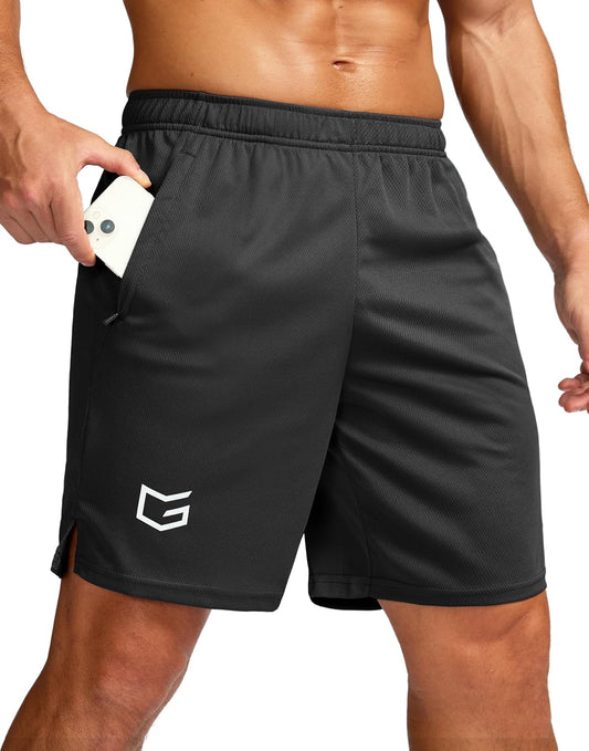 G Gradual Men's 5"/ 7"/ 9" Workout Running Shorts with Zip Pockets