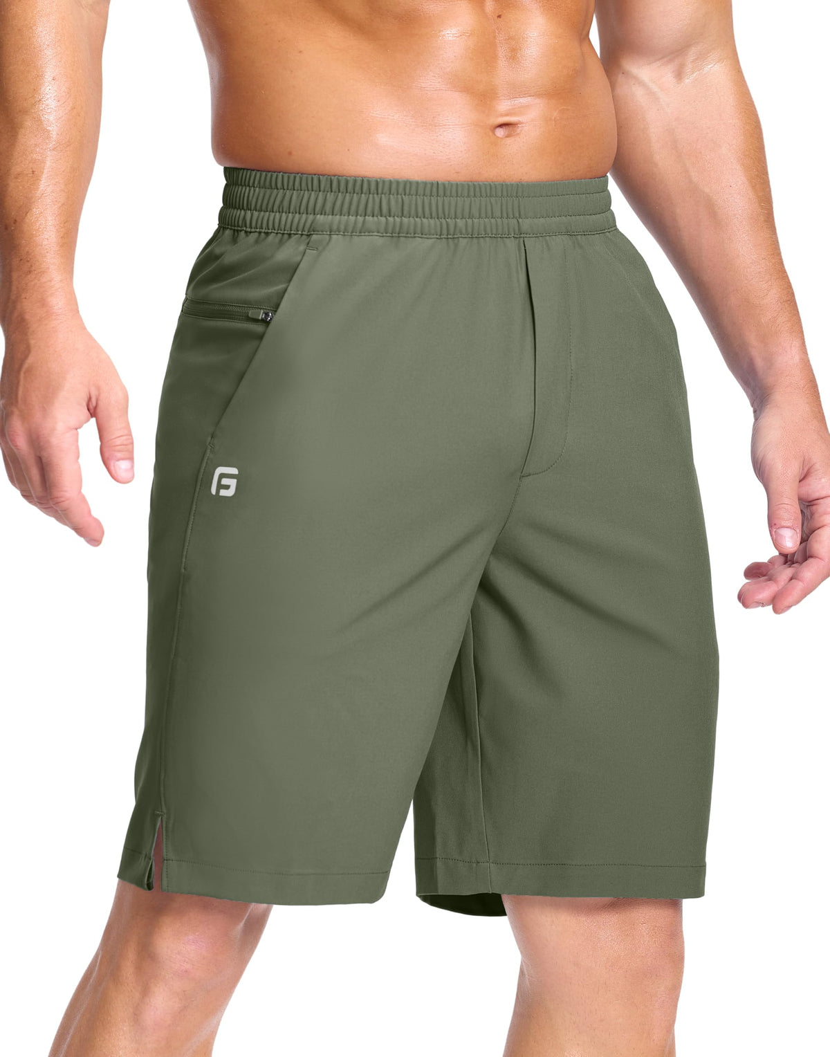 GGJ Men's Lightweight Athletic Shorts with 2 Zipper Pockets 7"/9"/5" Gym Workout Running Quick Dry Tennis Shorts for Men