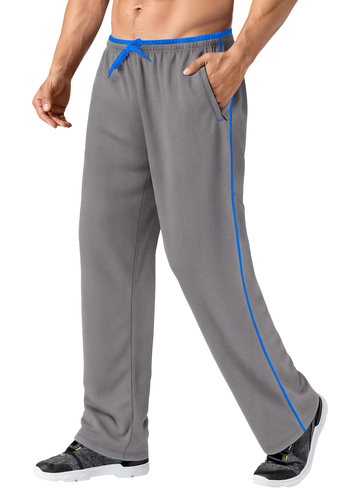 MAGNIVIT Men's Lightweight Sweatpants Loose Open Bottom Mesh Athletic Pant