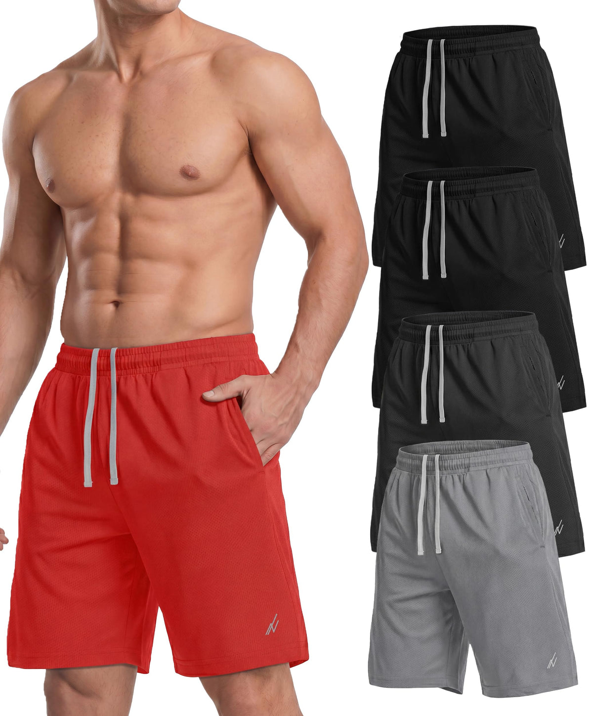 NY Threads 5 Pack Breathable Mesh Mens Athletic Shorts Loose-Fit Gym Shorts