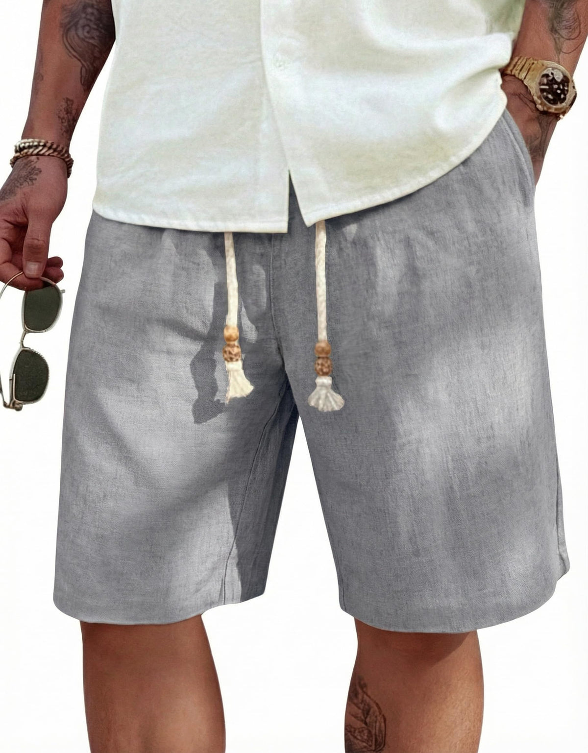 COOFANDY Men's Linen Shorts Casual Summer Beach 9"/ 7" Drawstring Shorts