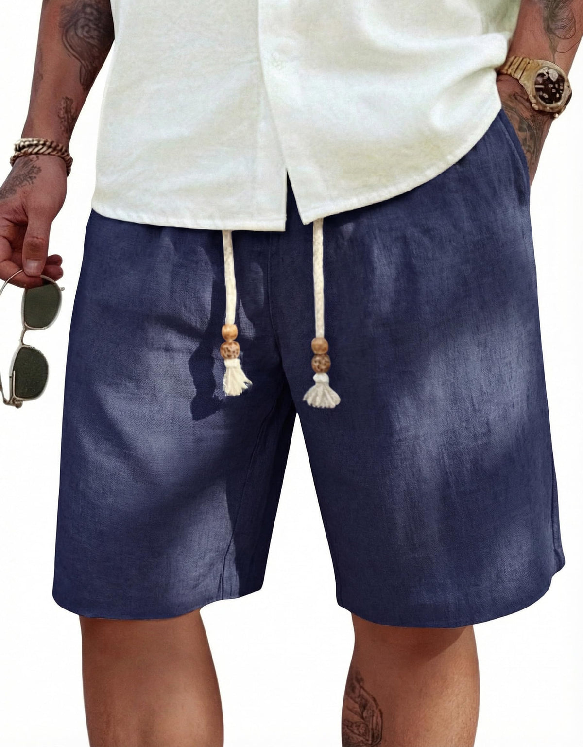 COOFANDY Men's Linen Shorts Casual Summer Beach 9"/ 7" Drawstring Shorts