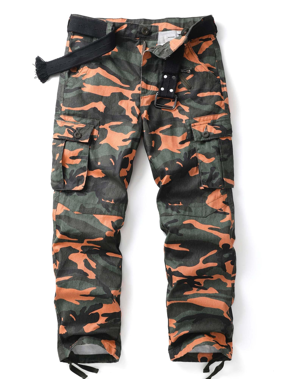 Men's Camo Cargo Work Pants Cotton Tactical Ripstop Casual Combat Pants with 8 Pockets