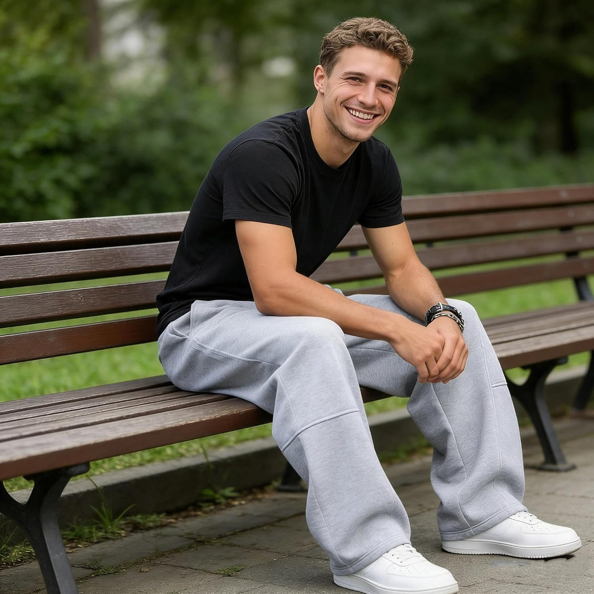 Mens Baggy Sweatpants Casual Wide Leg Pants