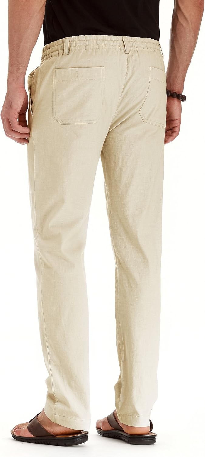 Sailwind Men's Drawstring Linen Pants Casual Summer Beach Loose Trousers