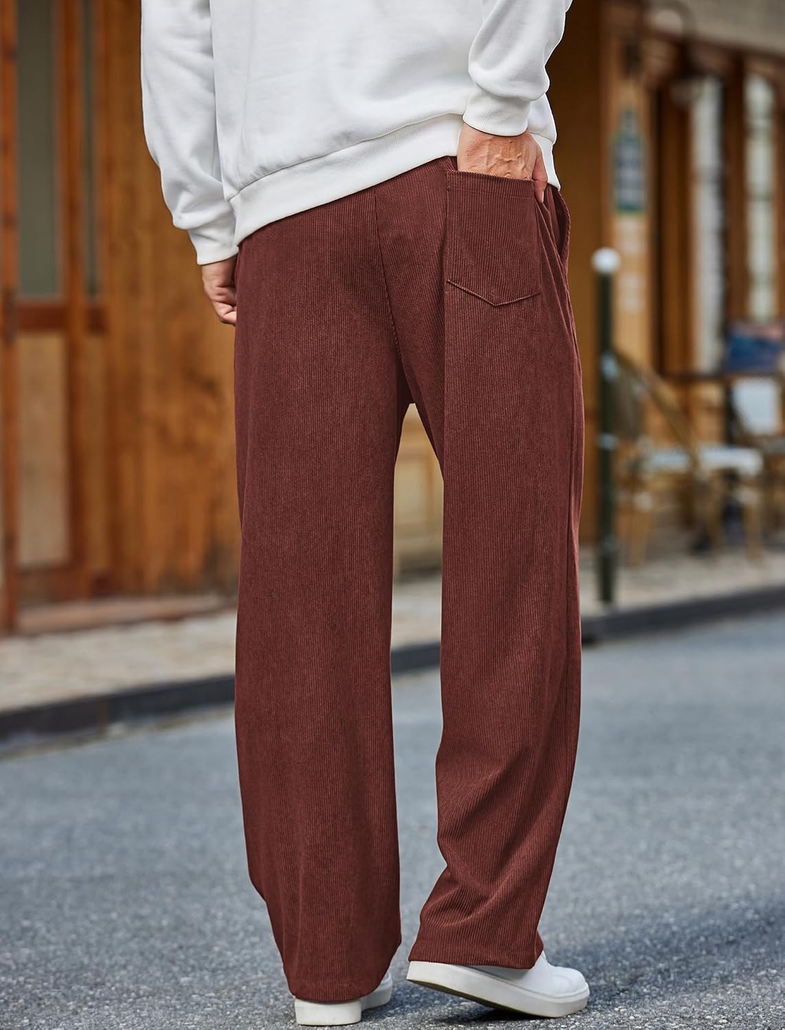 COOFANDY Mens Casual Corduroy Pants Baggy Sweatpants Loose Fit Wide Leg
