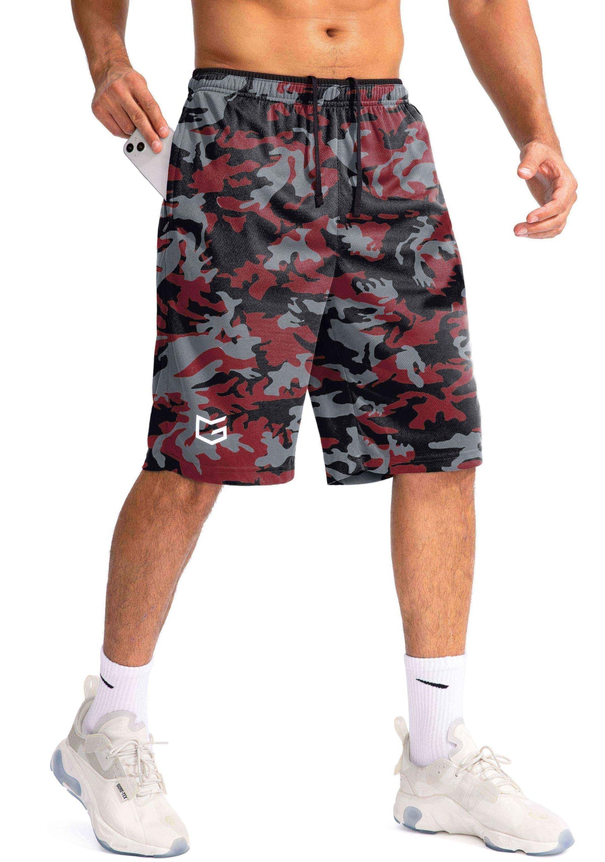 G Gradual Men's 11" Long Basketball Athletic Shorts with Zipper Pockets