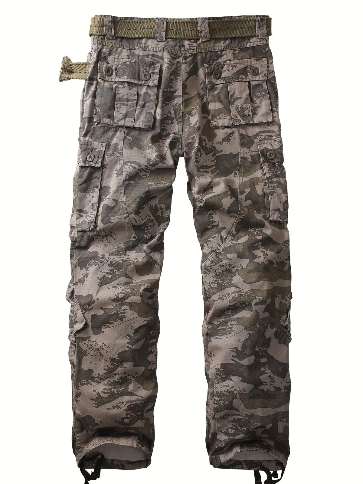 Men's Camo Cargo Work Pants Cotton Tactical Ripstop Casual Combat Pants with 8 Pockets