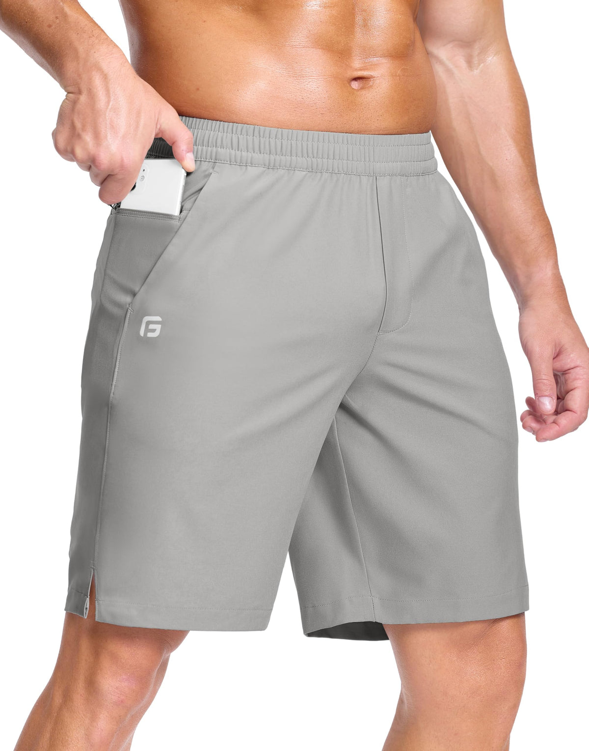 GGJ Men's Lightweight Athletic Shorts with 2 Zipper Pockets 7"/9"/5" Gym Workout Running Quick Dry Tennis Shorts for Men