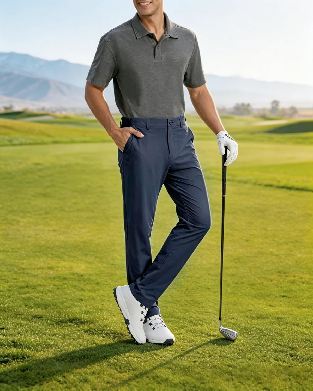 Mens Golf Pants Lightweight Quick Dry Anti-Slip 30"/32"/34" with 4 Pockets