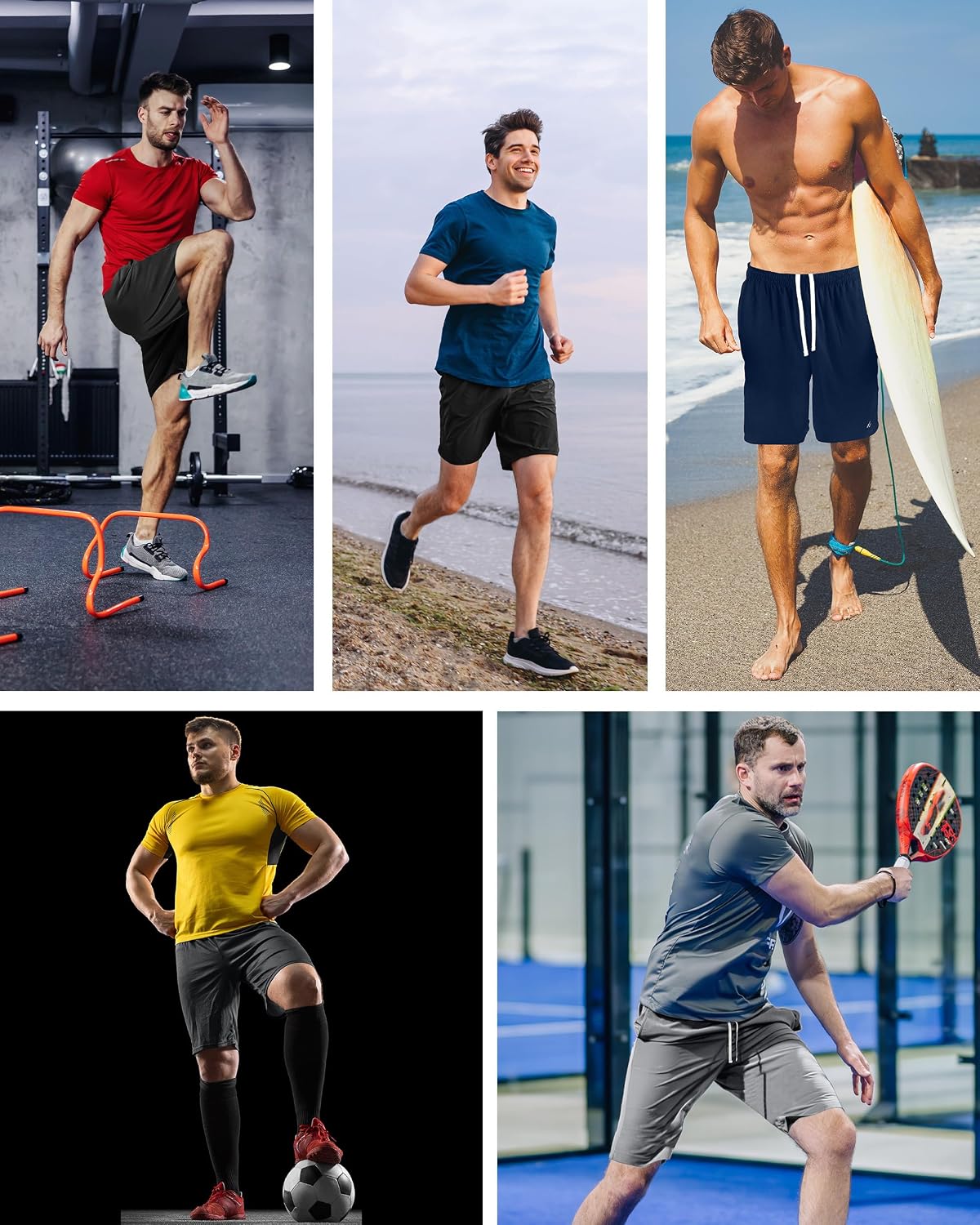 NY Threads 5 Pack Breathable Mesh Mens Athletic Shorts Loose-Fit Gym Shorts