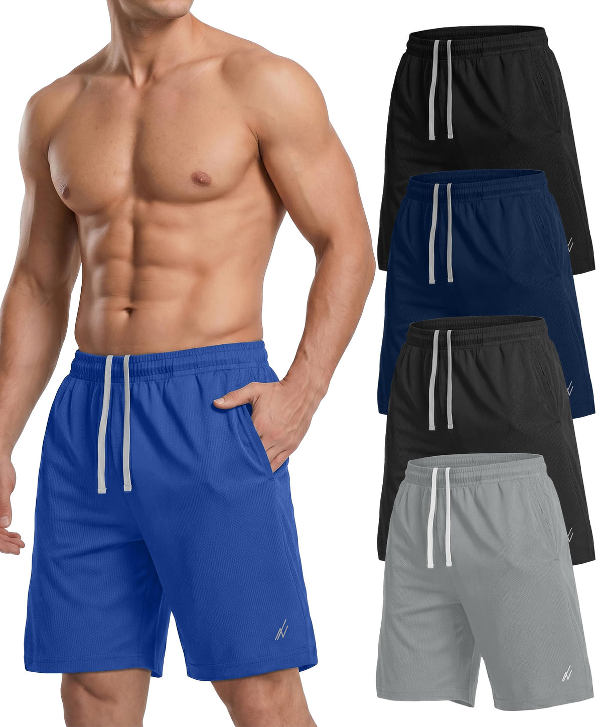 NY Threads 5 Pack Breathable Mesh Mens Athletic Shorts Loose-Fit Gym Shorts
