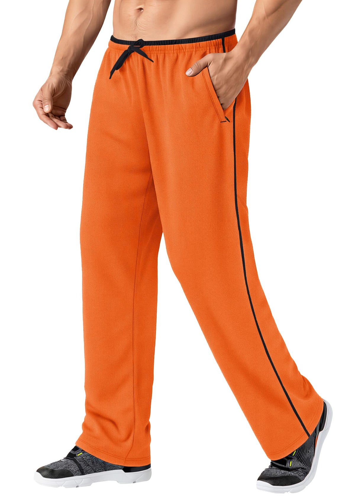 MAGNIVIT Men's Lightweight Sweatpants Loose Open Bottom Mesh Athletic Pant