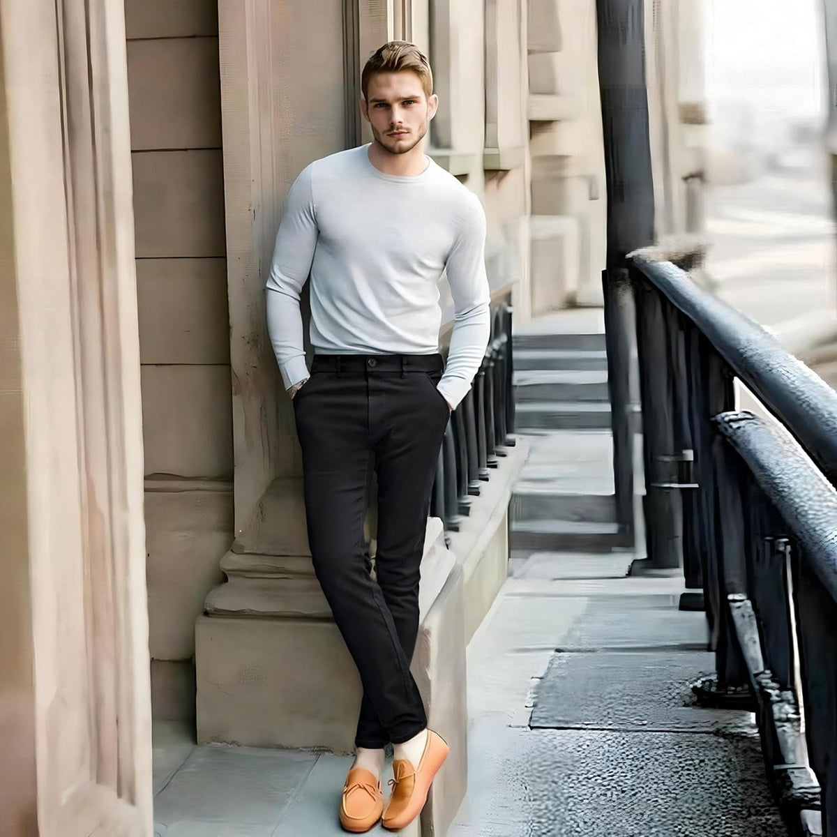 Plaid&Plain Men's Skinny Stretchy Khaki Pants Colored Pants Slim Fit Slacks Tapered Trousers