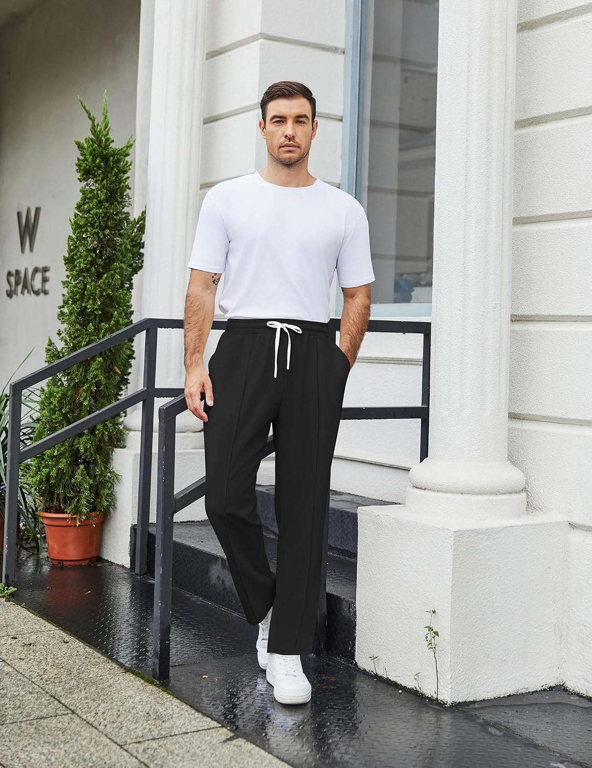 COOFANDY Men's Knit Sweatpants Straight Leg Casual Pants with Drawstring