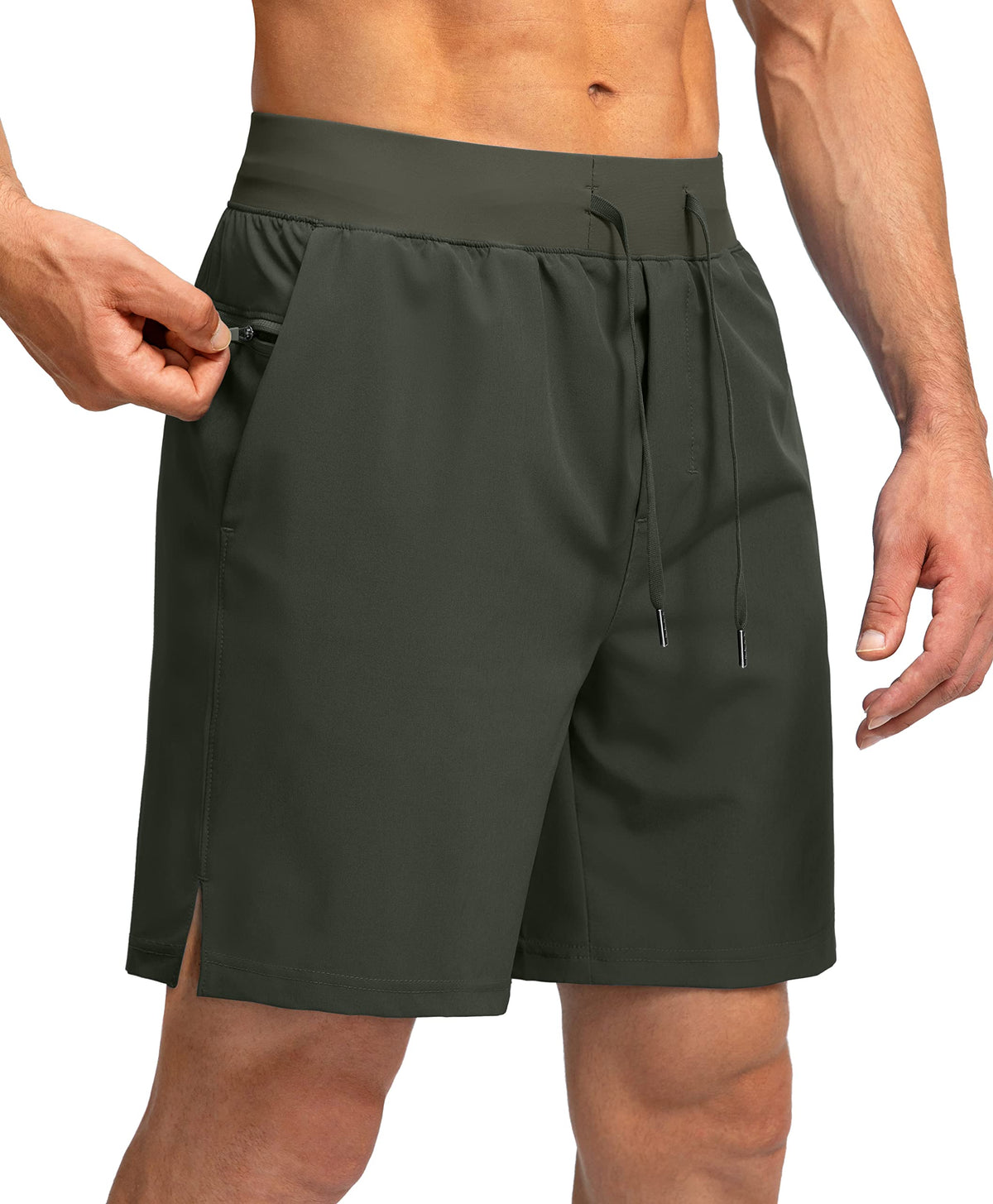 Soothfeel Men's Athletic Running Shorts Zipper Pockets 9"/7"/5 Workout Gym
