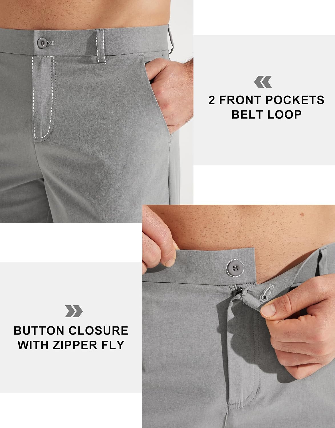 Libin Mens Golf Pants Stretch Work Dress Pants 30"/32"/34" Quick Dry Lightweight Casual Comfy Trousers with Pockets