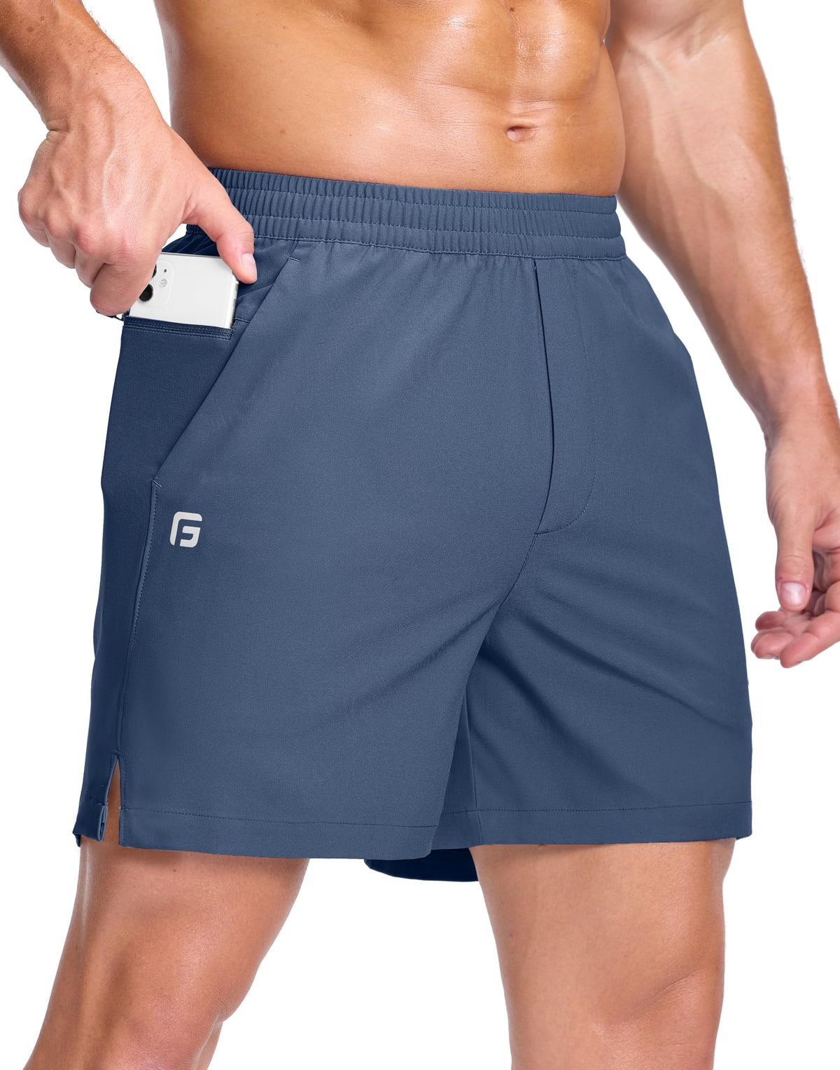 GGJ Men's Lightweight Athletic Shorts with 2 Zipper Pockets 7"/9"/5" Gym Workout Running Quick Dry Tennis Shorts for Men
