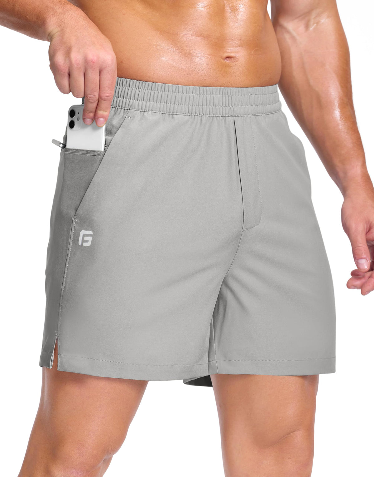 GGJ Men's Lightweight Athletic Shorts with 2 Zipper Pockets 7"/9"/5" Gym Workout Running Quick Dry Tennis Shorts for Men
