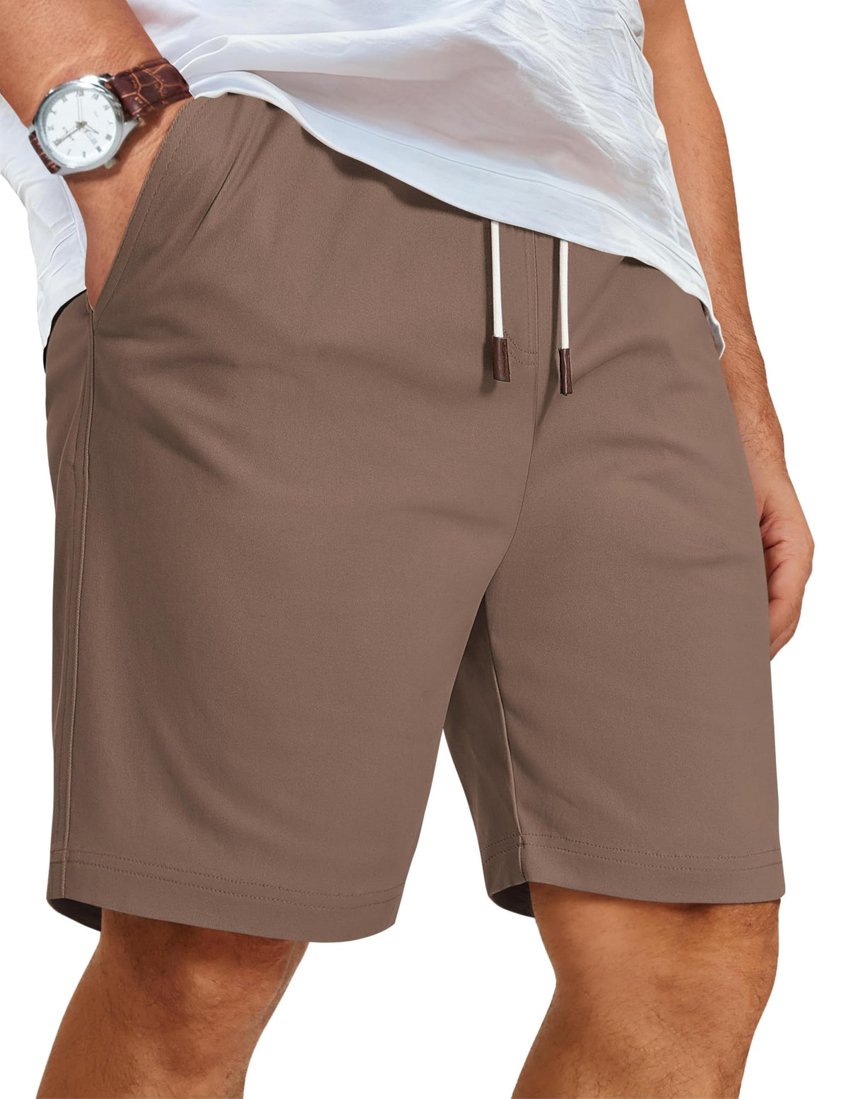 COOFANDY Mens Casual Shorts Cotton Elastic Waist Drawstring Beach Shorts