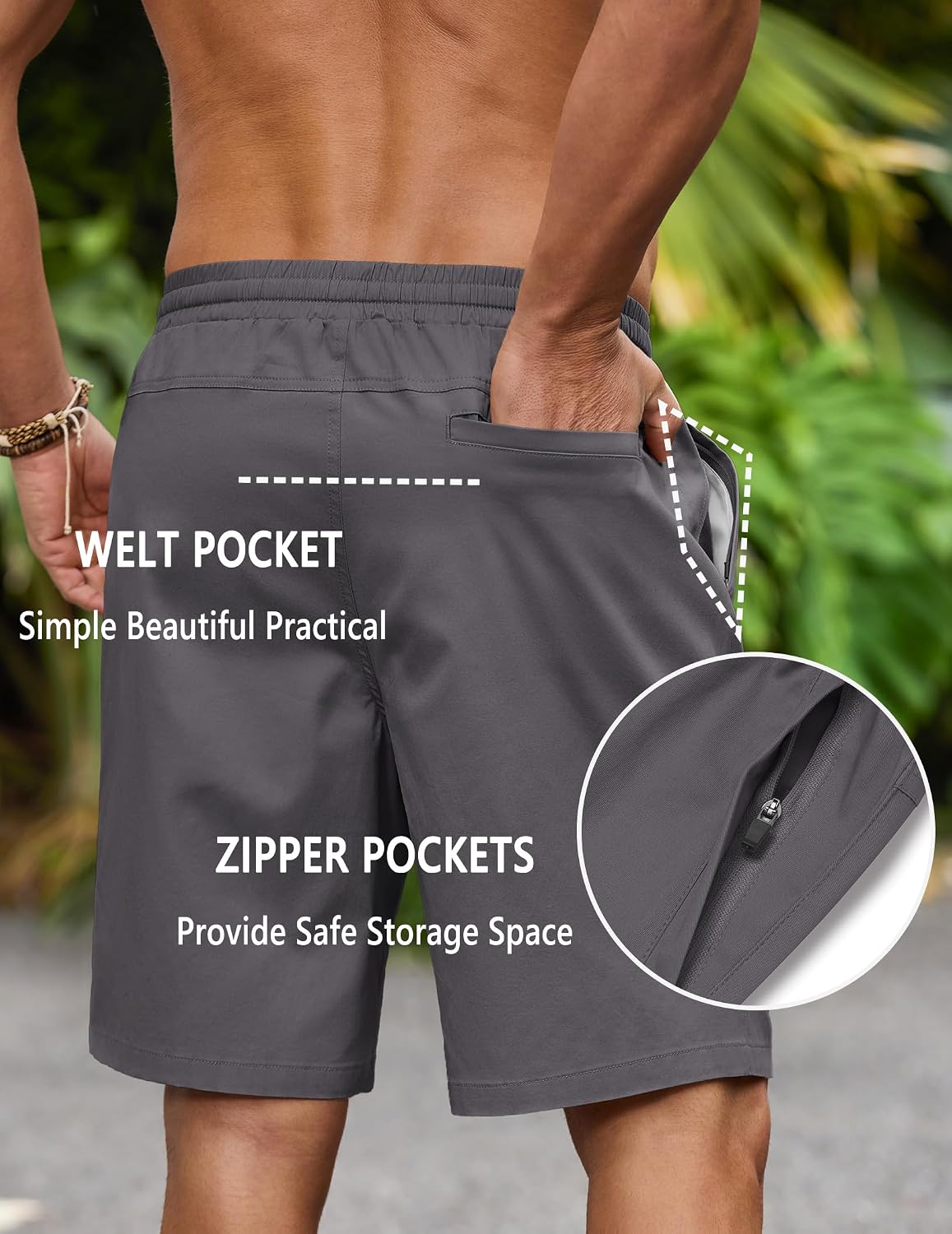 COOFANDY Mens 9" Casual Shorts with Zipper Pockets Lightweight Chino Shorts