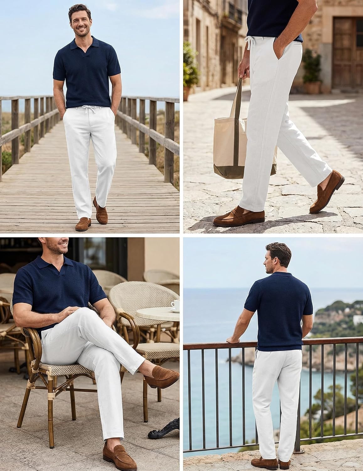 COOFANDY Men's Cotton Linen Pants [Relaxed Fit ] Casual Drawstring Dress Pants Beach Summer Lightweight Trousers