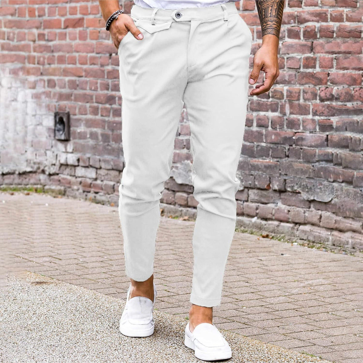 Mens Chinos Slim Fit Pants Stretch Tapered Dress Pant Casual Trousers