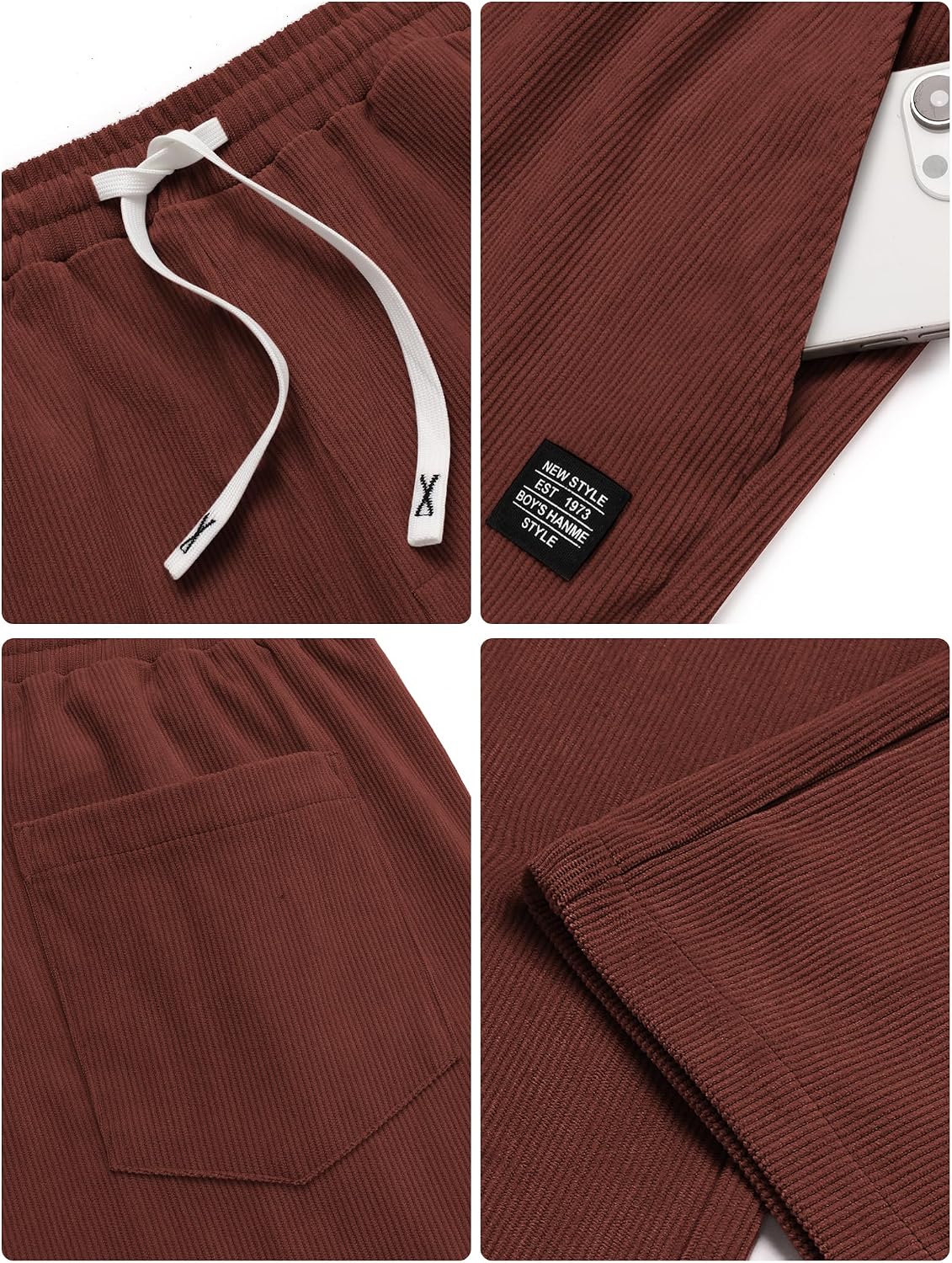 COOFANDY Mens Casual Corduroy Pants Baggy Sweatpants Loose Fit Wide Leg