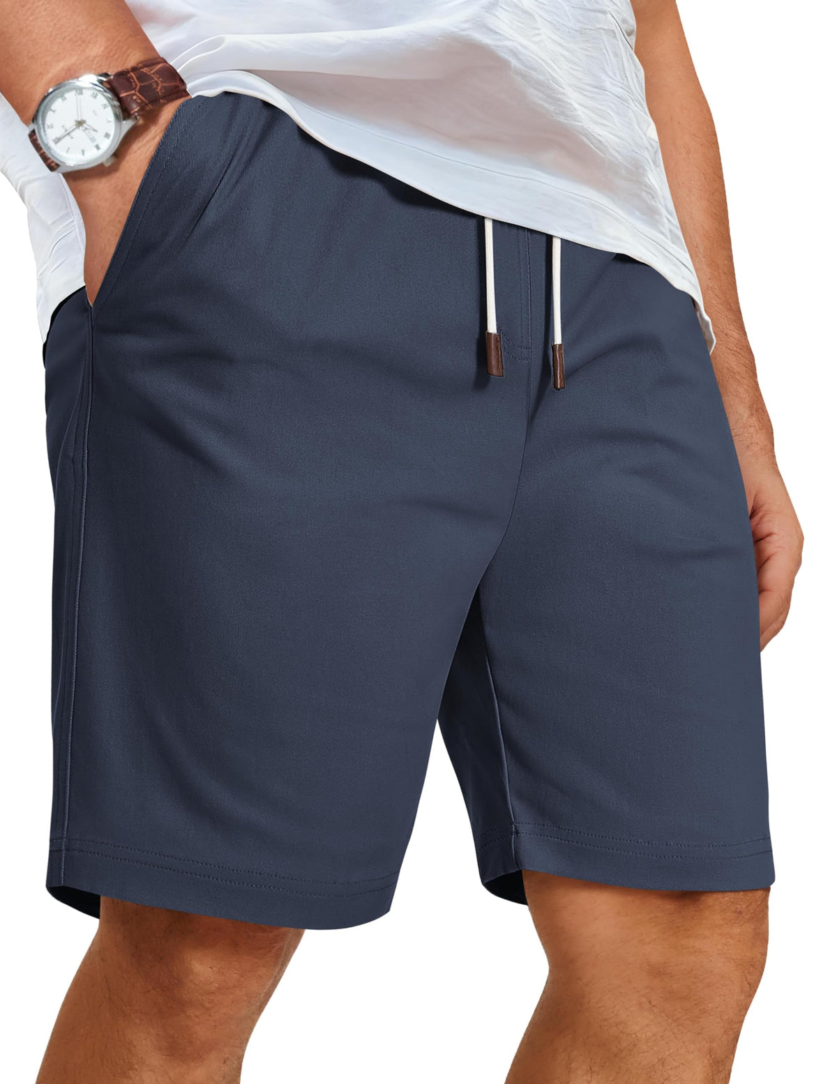 COOFANDY Mens Casual Shorts Cotton Elastic Waist Drawstring Beach Shorts