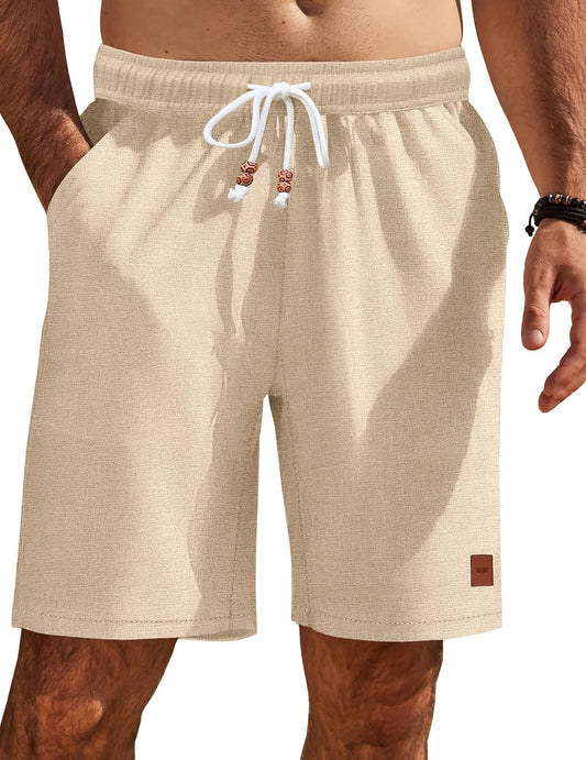 COOFANDY Mens Summer Beach Shorts Casual Vacation Shorts Drawstring Shorts