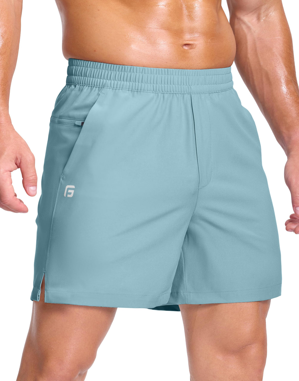 GGJ Men's Lightweight Athletic Shorts with 2 Zipper Pockets 7"/9"/5" Gym Workout Running Quick Dry Tennis Shorts for Men