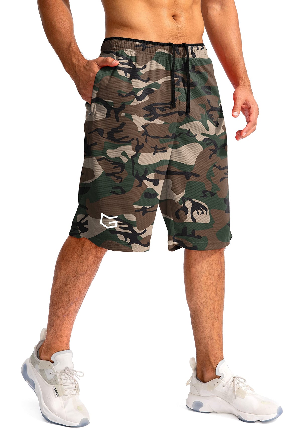 G Gradual Men's 11" Long Basketball Athletic Shorts with Zipper Pockets