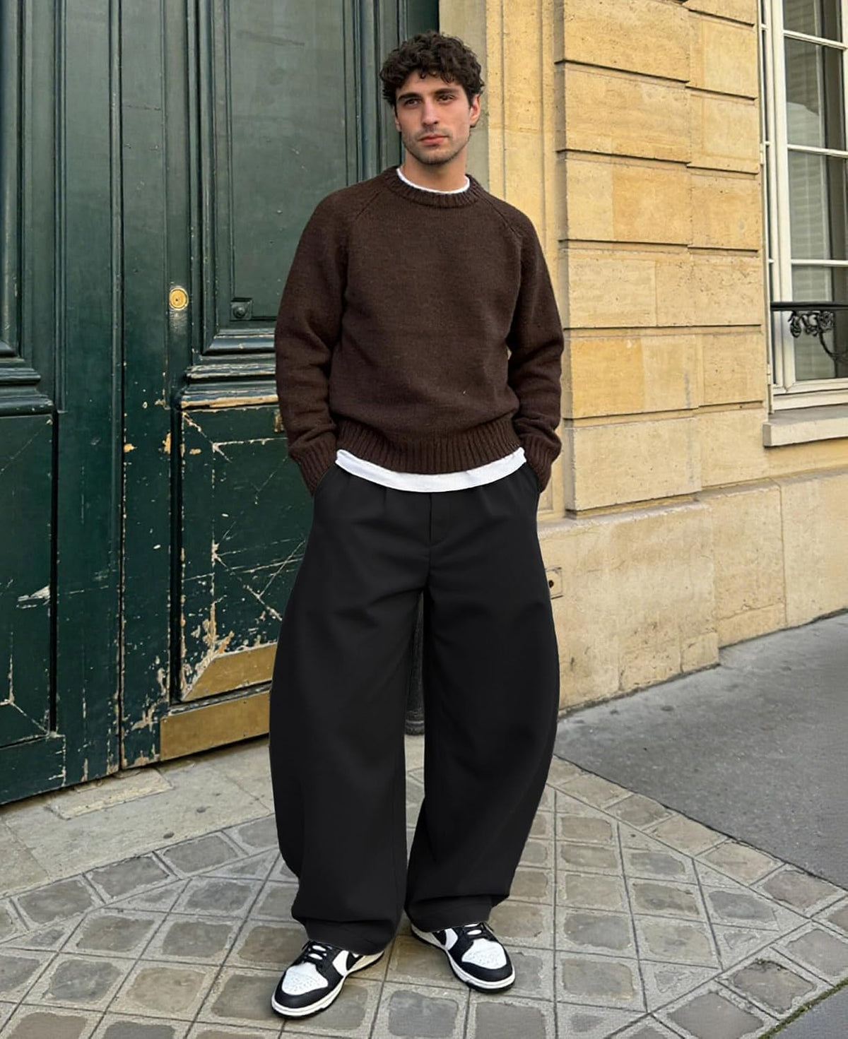 Susclude Mens Baggy Barrel Pants Wide Leg Comfy Lounge Streetwear Casual Elastic Waist Loose Y2k Lightweiht Trendy Trousers