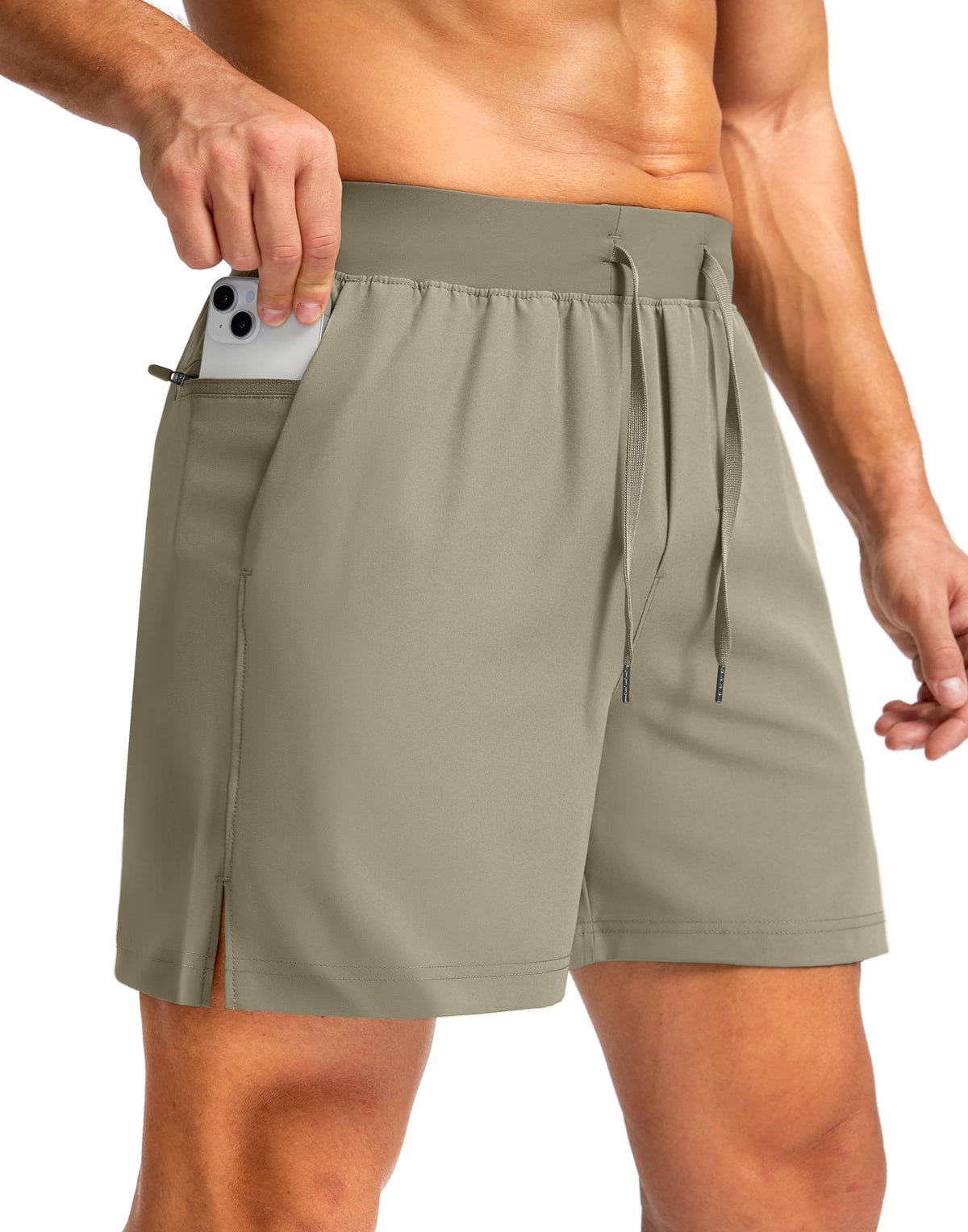 Soothfeel Men's Athletic Running Shorts Zipper Pockets 9"/7"/5 Workout Gym